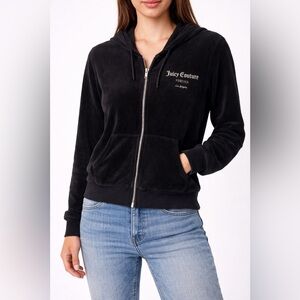Juicy Couture x Forever 21 Black Velour Zip Hoodie Y2K Size 0X